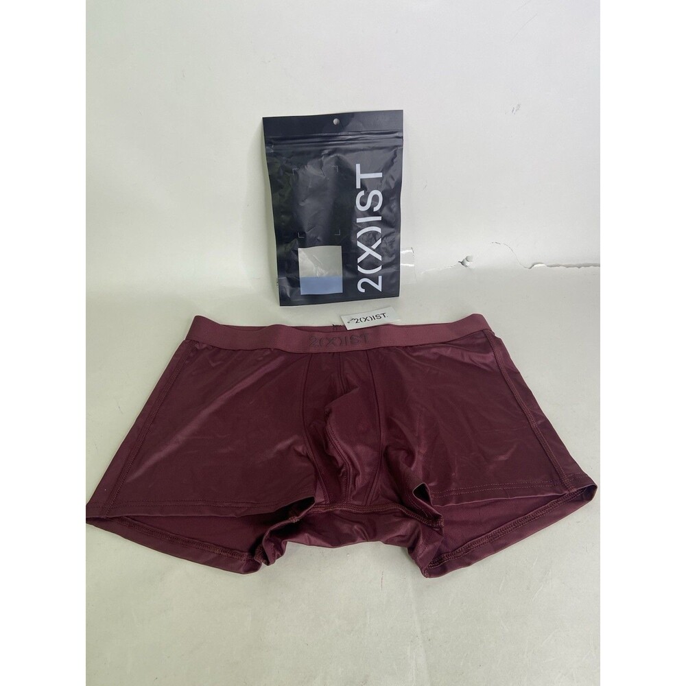 2xist Sexy Sliq Ultra Low Rise Trunk Boxer Briefs Burgundy Red Mens Size S